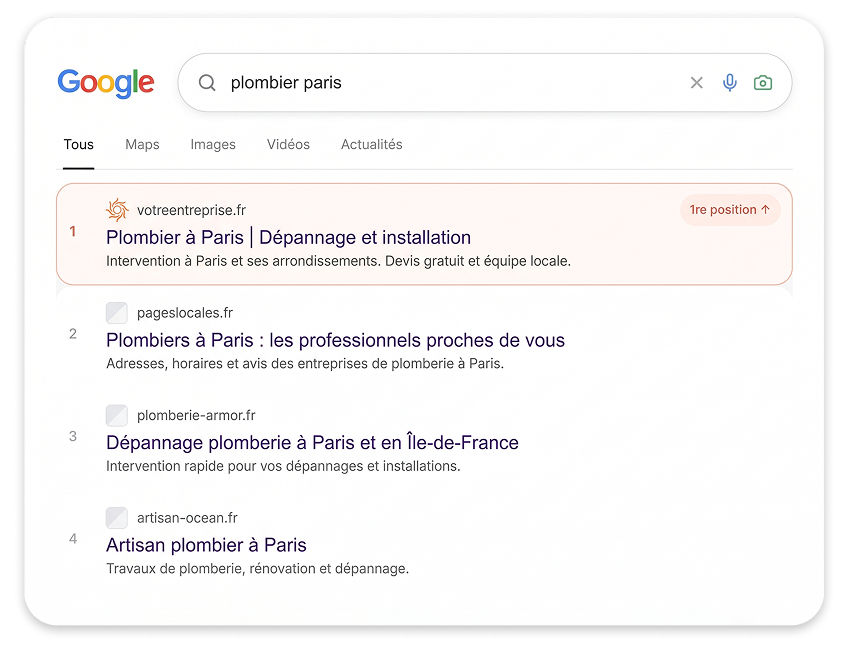 Votre entreprise en première position sur Google