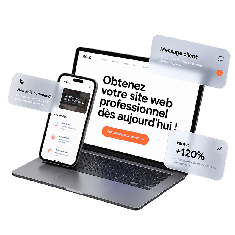 Exemple de site web professionnel sur ordinateur et smartphone